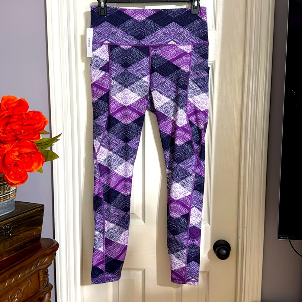 ODODOS Purple | Black Yoga Leggings Size XL NWT